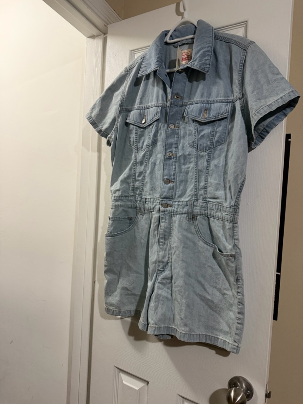 Levi Strauss & Co Light Wash Denim Short Sleeve Romper L NWT